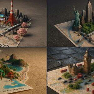 Photorealistic Miniature version of City Map
